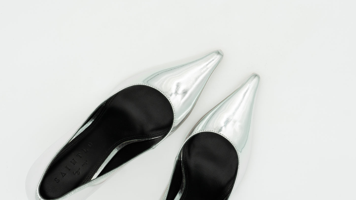 Silver Mirror Leather Pump